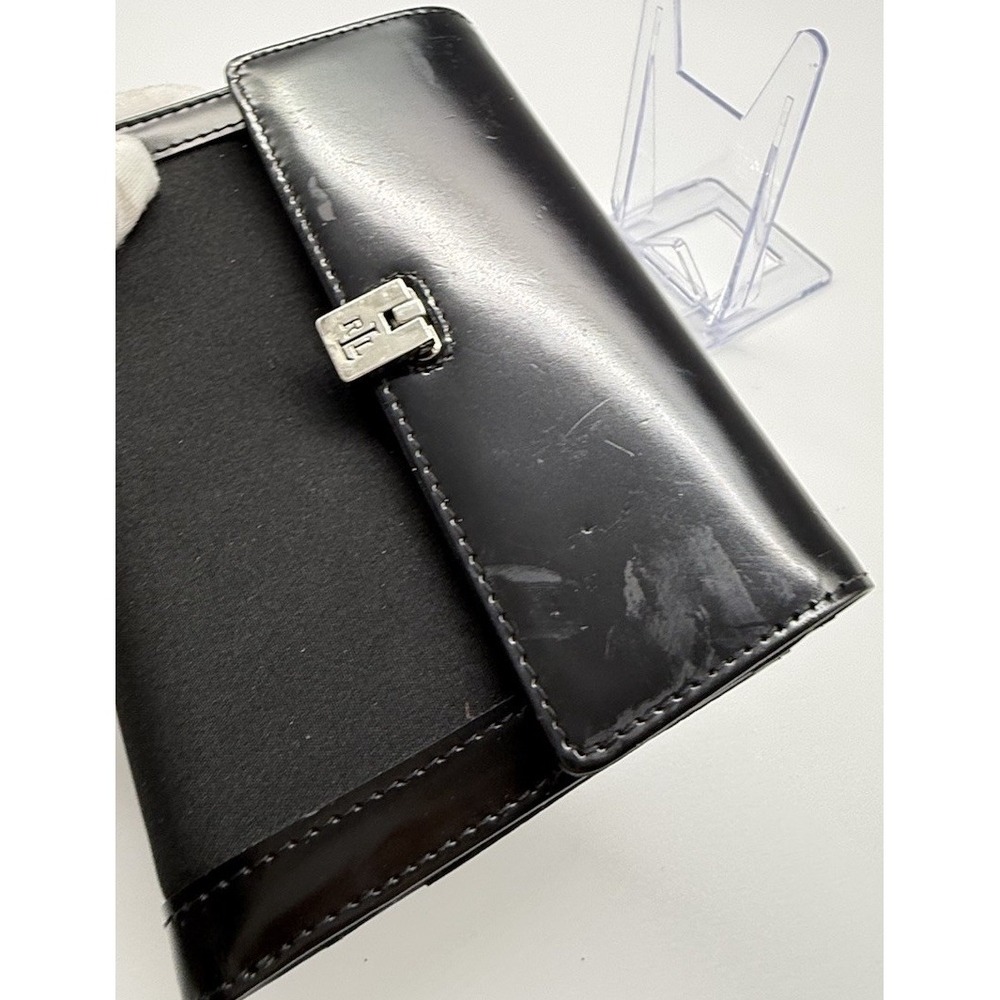 Lauren Ralph Lauren Black Nylon Patent Leather RLL Wallet Trifold Card Wallet - Picture 5 of 9